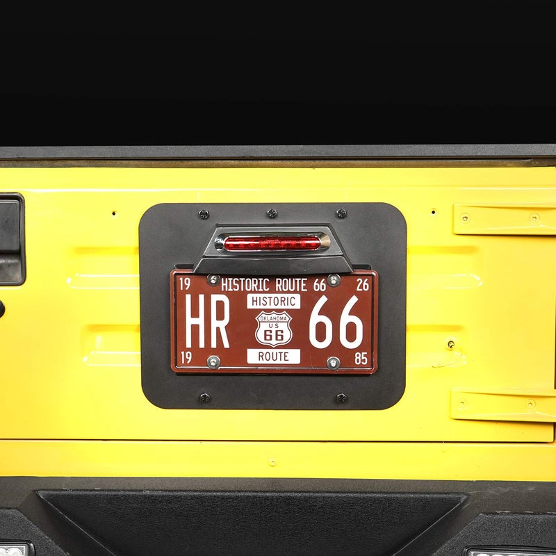 Hooke Road Wrangler Spare Tire Delete License Plate Relocation Kit w/Plate Illuminate Light & Third Brake Light for 1997-2006 Jeep Wrangler TJ & Unlimited - Image 3